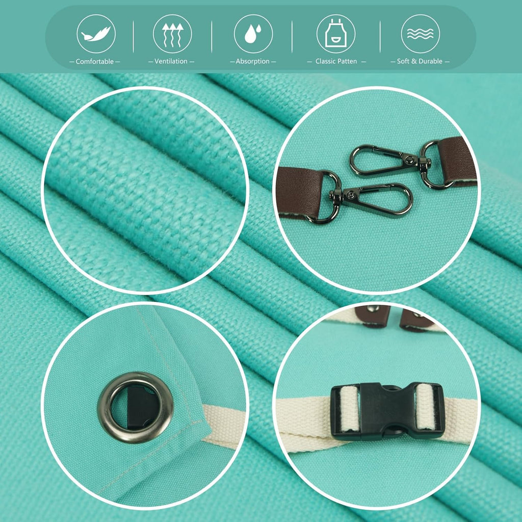 5 Pack Kitchen Apron, Work Apron, Canvas, Multiple Pockets, Gardening, Painting, BBQ, Artist, Carpenter, Sizes M to XXL, Ice Blue