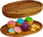 Woodard & Charles Acaica Wood Large Oval Serving Tray, Set of 4, 10" W x 15" L