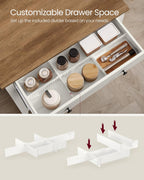 VASAGLE LIRY Collection - Buffet Cabinet, Coffee Bar Cabinet with a Drawer, Adjustable Shelf, Sideboard Storage with Cable Hole, Drawer Divider, Rustic White and Honey Brown UBBK341W01