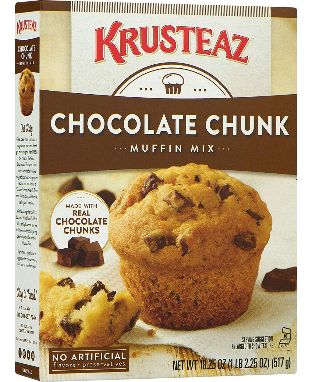 Krusteaz Chocolate Chunk Muffin Mix - No Artificial Flavors/Preservatives - 18.25 OZ Box (Pack of 6)
