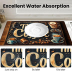 17"x 32" Coffee Bar Mat, Coffee Time Absorbent Dish Drying Mat Cuttable Hide Stain Draining Table Pad for Kitchen Counter, Coffee Bar Accessories