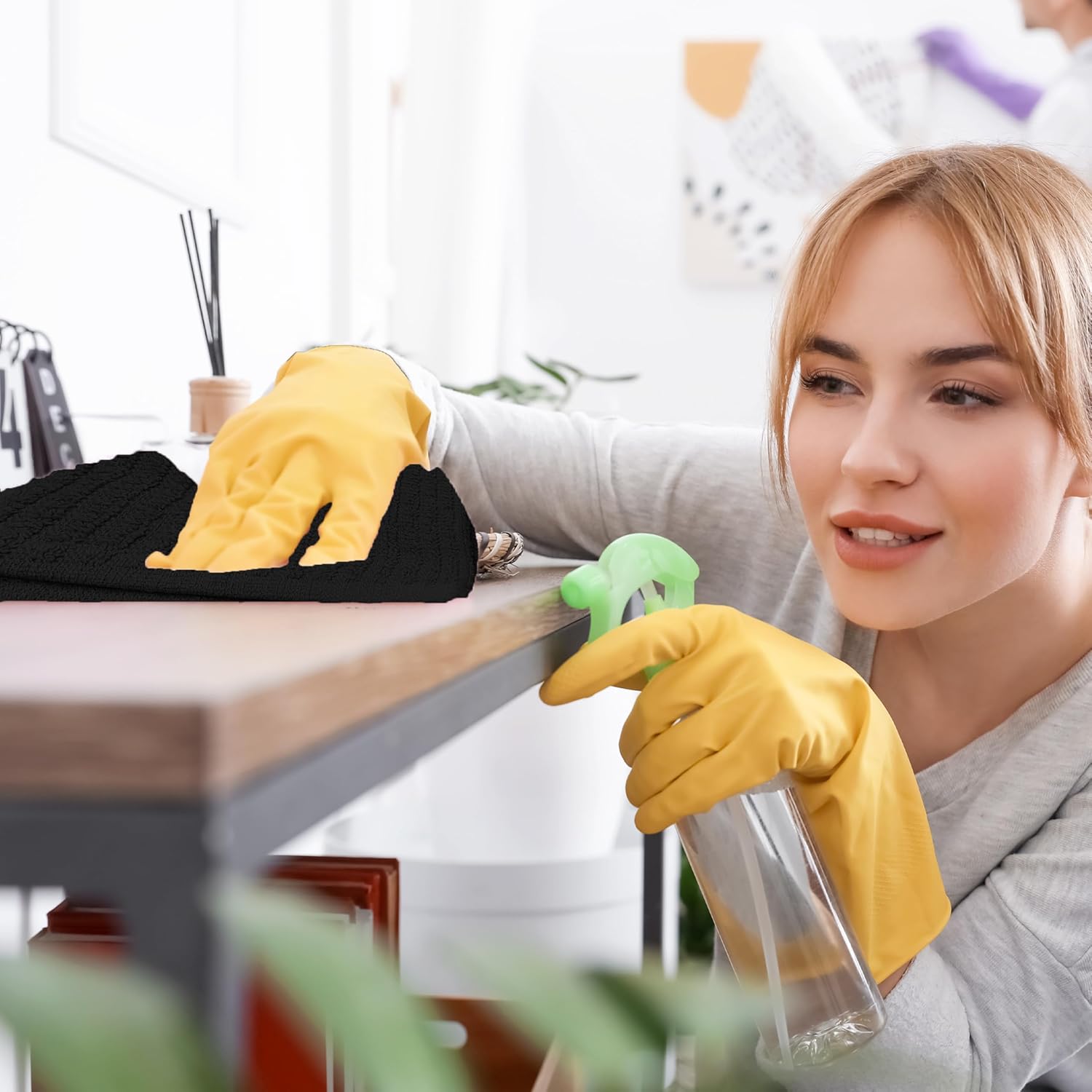 ZUPERIA Bar Mop Kitchen Towels - Pack of 12 (16"x19”) 100% Ring Spun Cotton - Dish Washcloths For Superb Cleaning and Less Lint - Highly Absorbent Dish Cloths and Dish Towels For Everyday use (Black)