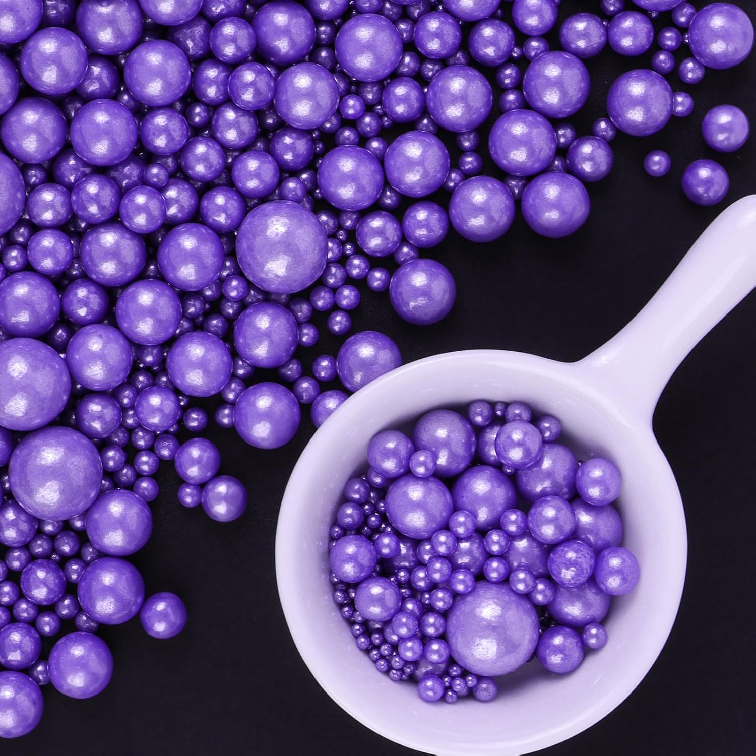 Purple Sprinkles for Cake Decorating, 6 Sizes Mix 4.6 oz Edible Pearl Sugar for Ice Cream Cupcake Cookies, Wedding Parties Birthday Cake Decoration