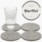 Graf Lantz - Bierfilzl Merino Wool Round Coasters Set of 4 - Granite (4" Circles) - Absorbs 30% of Weight - German Wool - Heat Resistant, Sustainable, & Reusable - Home Decor & Coffee Table Decor