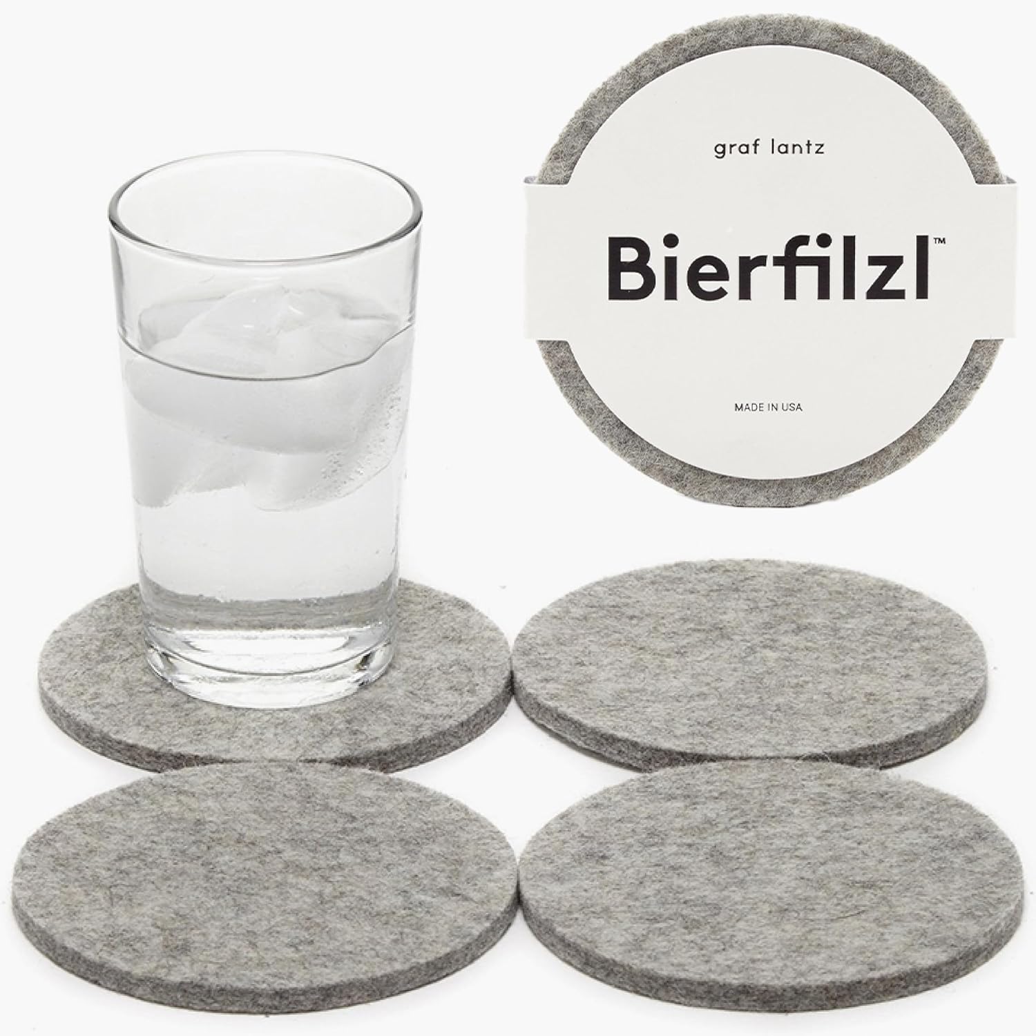 Graf Lantz - Bierfilzl Merino Wool Round Coasters Set of 4 - Granite (4" Circles) - Absorbs 30% of Weight - German Wool - Heat Resistant, Sustainable, & Reusable - Home Decor & Coffee Table Decor