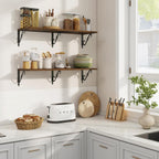 RICHFOCUS 12 Inch Deep Floating Shelves for Wall, 36" W x 12" D Wood Wall Shelves Set of 2, Wide Floating Shelves for Living Room, Bedroom, Kitchen, Bathroom and Decor Storage, Rustic Brown