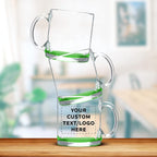 Libbey Clear Glass Coffee Mugs 13 oz. Set of 10, Bulk Pack - Perfect for Coffee, Tea, Espresso, Hot Cocoa, Other Beverages - Green Bottom