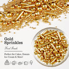 Gold Pearl Heart Sprinkles, Pearls Sprinkles For Cake Decorating, 150g/5.29oz Mix Size Sugar, Donuts, Cakes, Ice Cream, Mother's Day, Valentine's Day, Wedding Party, Christmas Supplies