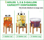 Drink Dispenser Stand - Use to Hold Dispensers for Drinks, Beverages, Lemonades and Juices - Adjustable Sideways, Fits Various Jug Sizes Up to 11.5-inch Wide [1-2 Gallons] - Bamboo Wood