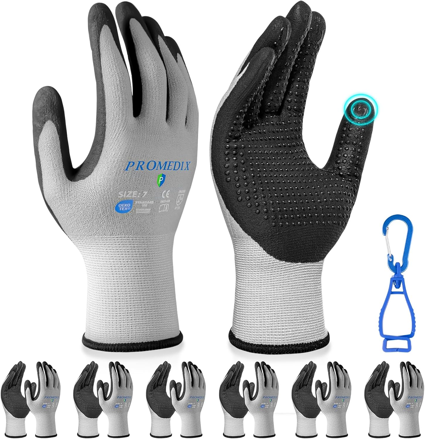 PROMEDIX P Nitrile Coated Work Gloves,MicroFoam Safety Work Gloves Men,Seamless Knit Nylon&spandex Gloves with Grip