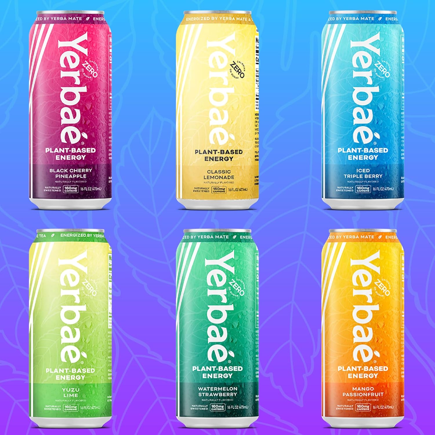 Yerbaé Assorted Flavors Official Variety Pack, Plant-Based Energy Drinks. Yerbae has Zero Sugar, Zero Calories, Zero Carbs - Energized by Yerba Mate 16 Fl Oz (Pack of 12)