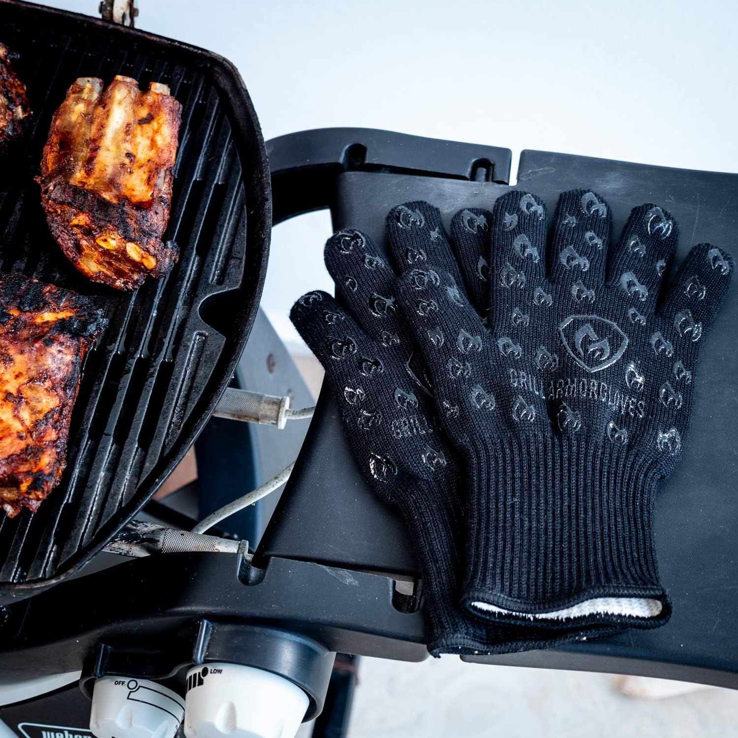 Grill Armor Oven Gloves 932°F Extreme Heat & Cut Resistant Oven Mitts with Fingers for BBQ, Cooking, Grilling, Baking – Accessory for Smoker, Cast Iron, Fire Pit, Camping, Fireplace and More