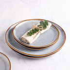 AmorArc Ceramic Dinner Plates Set of 4, 10.5 Inch Handmade Reactive Glaze Stoneware Plates, Large Rustic Shape Dinnerware Dish Set for Kitchen, Microwave & Dishwasher Safe, Scratch Resistant - Blue