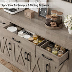 HOSTACK Buffet Sideboard Cabinet with Drawers, 55" Large Buffet Storage Cabinet with Shelves and Doors, Modern Farmhouse Coffee Bar Station for Kitchen, Dining Room, Ash Grey