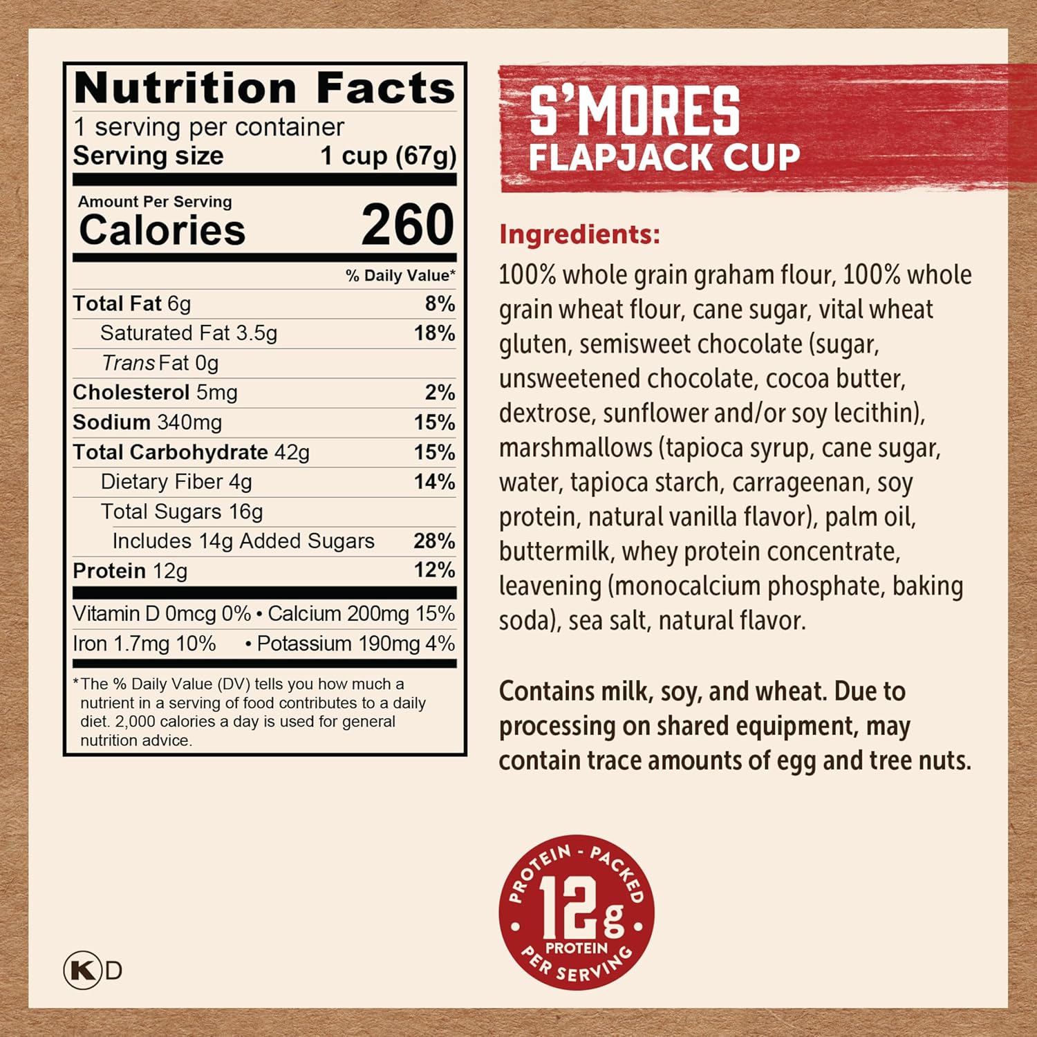 Kodiak Cakes Pancake On the Go, S'mores, 2.36 oz (Pack of 12)