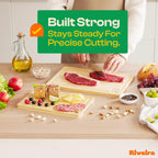 Riveira White Bamboo Wood Cutting Board – Versatile And Durable: Set Of 2 Pcs Rectangular Wooden Cutting Board – Natural Wooden Cutting Boards For Kitchen – Complete White Bamboo Wooden Chopping Board