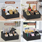 Coffee Pod Holder and Bar Accessories, Wood Station Organizer for Decor, Syrup and Condiment Organizer, Black