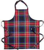 Solino Home Linen Bib Apron for Men & Women - Black Plaid Kitchen Apron with Front Pockets - Handcrafted from European Flax
