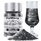 Black Edible Glitter - 15g Food Grade Luster Dust Powder, Cake Decorating Sprinkle Glimmery Dust for Drinks, Wine, Fondant, Chocolate, Candy, Cookie, Vegan