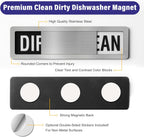 Dishwasher Clean Dirty Sign-Dishwasher Magnet Stainless Steel Clean Dirty Sign for Kitchen Organization Farmhouse Dishwasher Slide Indicator, Optional Adhesive Stickers