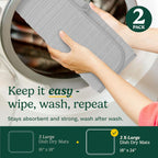 Cuisinart Dish Drying Mats for Kitchen Counter - (2) 18" x 24" Ultra Absorbent Dish Drying Mat XL - Foldable, Machine Washable, Fast Drying Dish Mat (Horizontal Stripes)