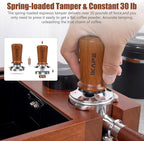 IKAPE 58.35mm Espresso Coffee Tamper, Spring-loaded Calibrated Tamper with Premium Stainless Steel, Newly Upgraded Walnut Tamper Compatible with Over 58MM Espresso Machine Bottomless Portafilter