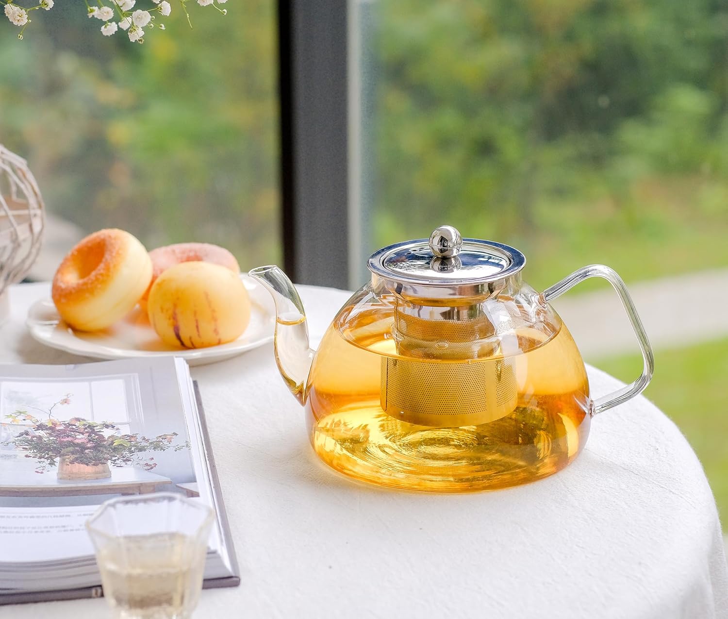 1200 ml/40 oz Glass Teapot with Infuser, Glass Tea Kettle Stovetop，Tea Pot with Infusers for Loose Tea, Tea Maker Gift