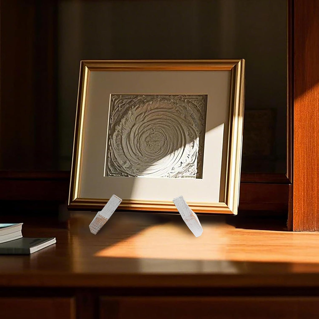 Plate Stand for Display, 6.5 Inch Picture Frame Holder Wooden, for Cook Book Decorative TableTop Art Easels Platter (White)