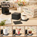 48 PCS Slate Coasters Black Square 4 Inch Bulk Rock, Blank Laser Engraving, Scratch Resistant Bottom, Home Office Kitchen Gift Wedding Bar Party (48 PCS Square Coasters)