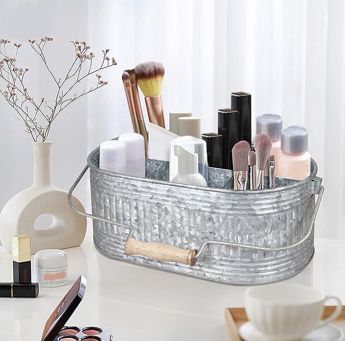 Alpha Living Home Farmhouse Utensils Caddy, Antique Gray, 18.5 x 14.5 x 3 in