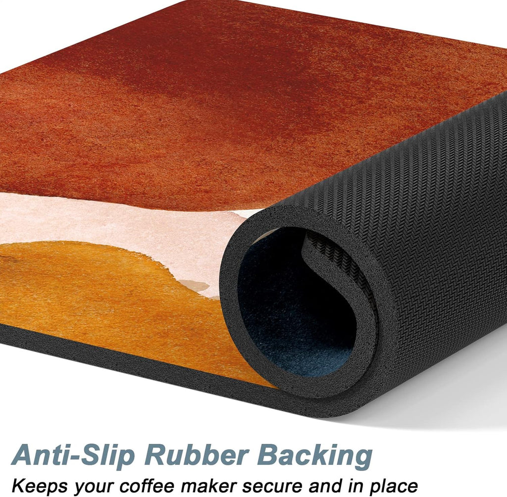 Rnivvi Coffee Mat, 12" x 19" 3MM Cute Boho Theme Coffee Bar Mats for Espresso Machine Station Accessories and Organizer, Hide Stain Rubber Backed Absorbent Dish Drying Pad for Kitchen Counter, Stones