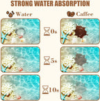 Starfish and Seashell Beach Dish Drying Mat for Kitchen Counter - Hide Stain Rubber Backed Absorbent Mat - Fits Under Coffee Maker, Espresso Machine - 15.7 x 23.6 Inch