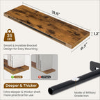 Fun Memories Floating Shelves for Wall, 32 Inch Rustic Wood Wall Mounted Shelves for Bathroom, Bedroom, Kitchen, Living Room, Deep Floating Shelves for Storage & Home Decor (Brown,Set of 2)
