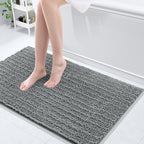 Arotive Luxury Chenille Bathroom Rug Mat, Extra Soft Thick Absorbent Shaggy Bath Rugs, Non-Slip Machine Wash Dry, Plush Bath Mats for Bathroom, Shower and Tub, 40x24, Grey