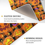 Giwawa Halloween Dish Drying Mat, 18"x24" Spooky Pumpkins Bats Orange Black Buffalo Plaids Dish Drainer Mats, Large Absorbent Fast Drying Dish Drying Pad for Kitchen Countertop Holiday Decor