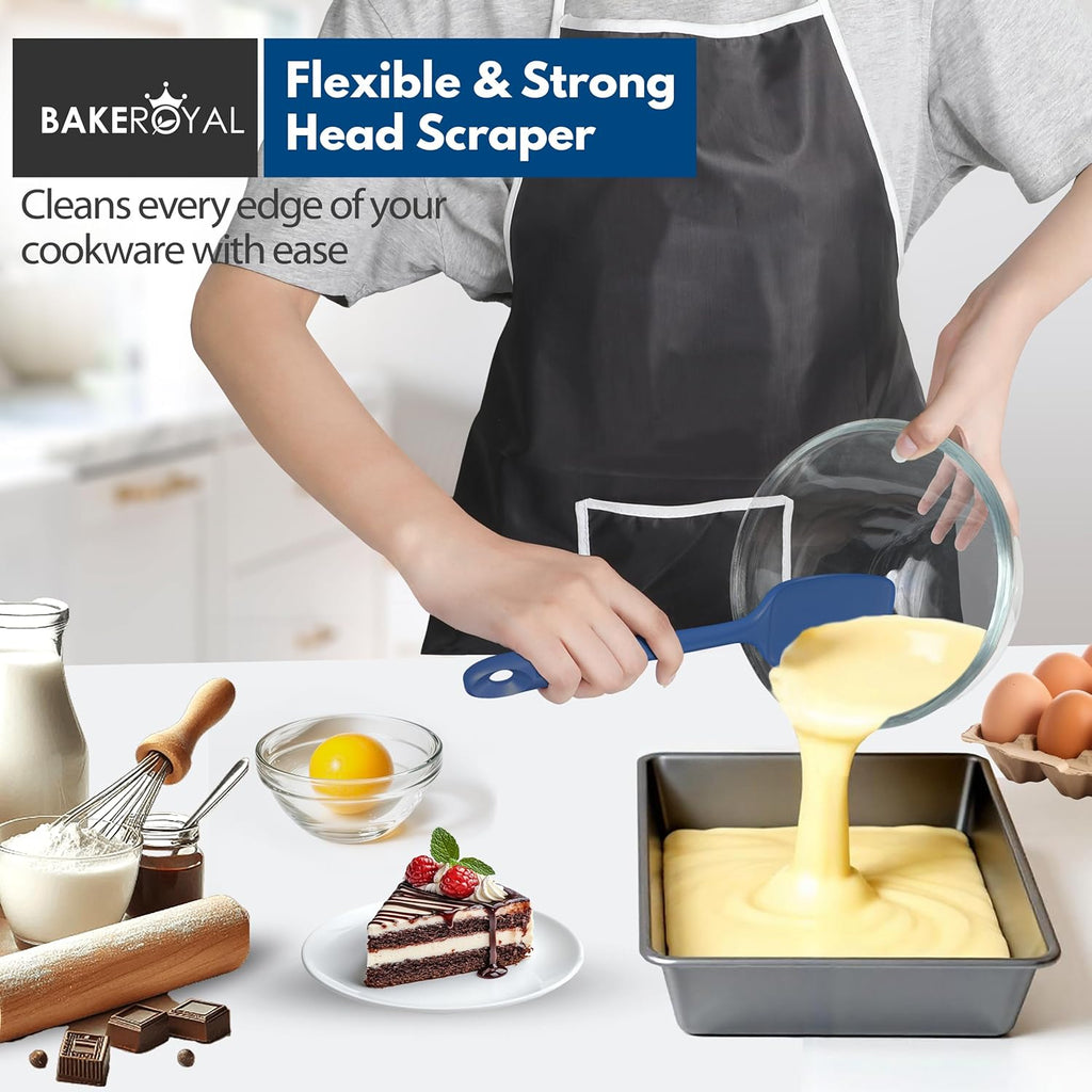 Silicone Spatula Set - 4-Piece Rubber Spatulas Silicone Heat Resistant 600°F for Everyday Task - Seamless Design Kitchen Spatulas for Nonstick Cookware - Royal Blue