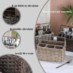 Silverware Holder for Party Plastic Utensil Holder Wicker Silverware Caddy Cutlery Holder with Handle Spoon and Fork Organizer Dark Gray Utensil Caddy for Kitchen Counter