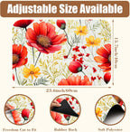 Red and Yellow Flowers Coffee Mat Absorbent Dish Drying Mat for Kitchen Counter Hide Stain Rubber Backed Coffee Bar Accessories Fit Under Espresso Machine Dish Drainer, 15.7 x 23.6 Inch