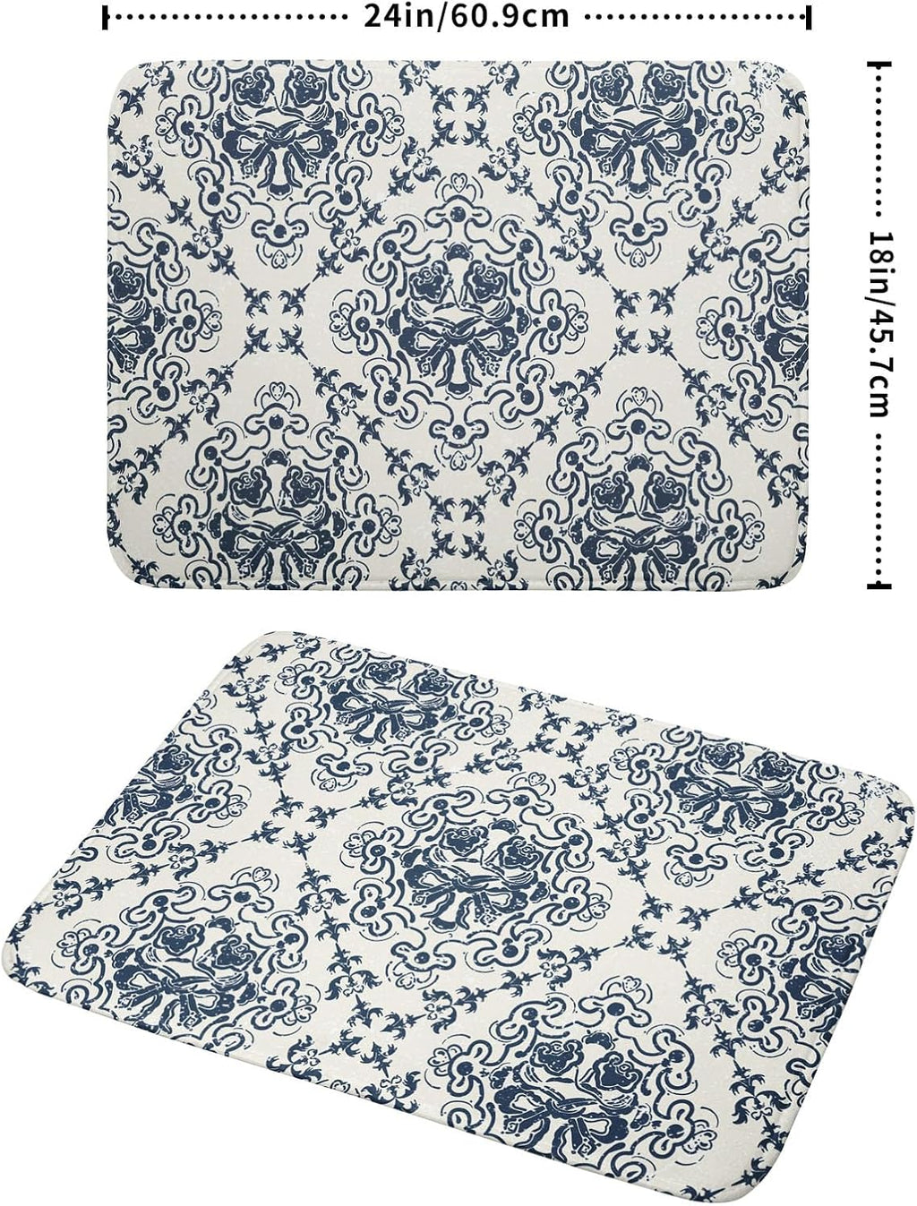 Bohemian Grey Retro Dish Drying Mat for Kitchen Counter,Boho Abstract Flower Art Drying Mat 18 x 24 Inch Microfiber Dish Drying Pad Dish Rack Pad Drainer Mat for Coffee Bar