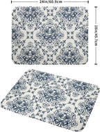 Bohemian Grey Retro Dish Drying Mat for Kitchen Counter,Boho Abstract Flower Art Drying Mat 18 x 24 Inch Microfiber Dish Drying Pad Dish Rack Pad Drainer Mat for Coffee Bar