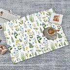 Blue Yellow Wildflower Dish Drying Mats for Kitchen Counter, Vintage Botanic Fern Leaves Floral Kitchen Drainer Pad, 18" x 24" Absorbent Microfiber Washable Reusable Dish Draining Mats, Home Decor