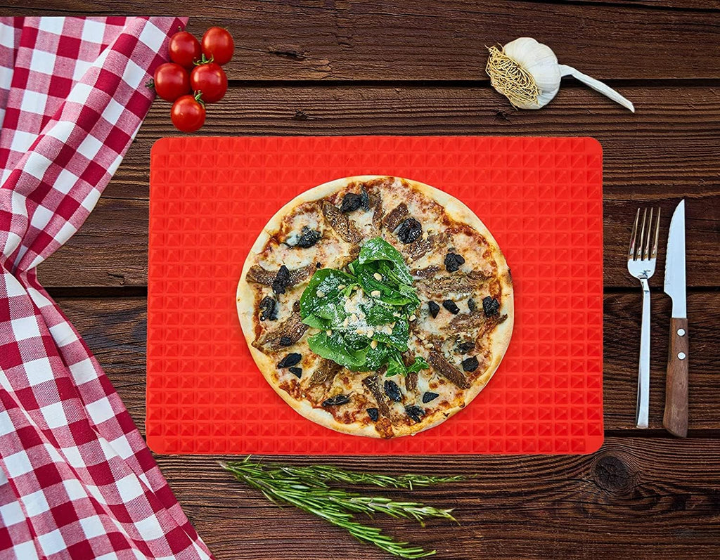 Silicone Baking Mat Red Pyramid Non Stick Bacon Microwave Tray Pastry Mats Red BBQ Grill Mat Baking Supplies oven Liners For Bottom Of Oven - 16 X 11''Silicone Mats For Kitchen Counter 1 Pack