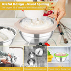 TeamFar Mixing Bowls, 3PCS Stainless Steel Serving Salad Bowls with Lids & 3 Graters, For Kitchen Mixing/Baking/Storing/Prepping, Visible & Airtight, Easy Clean - 4.5/3 / 1.5 QT, Multi-color