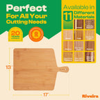 Riveira White Bamboo Wood Cutting Board – Gourmet Bamboo Grandeur: 17 x 13 Wooden Cutting Board – Wooden Cutting Boards For Kitchen Decorative – Innovative Juice Grooves Wooden Chopping Board
