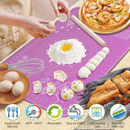 Silicone Baking Mat 28" x 20" Extra Thickness Dough Rolling Mat with Measurements and Edge Heightening, Non-stick Food Grade Silicone Pastry Mat for Pastry, Bread, Cookies, Pizza, Fondant, Pasta
