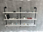 Industrial Pipe Shelving Rustic White Pipe Wall Shelves Industrial Shelves with Wood Planks Floating Shelves 60 Inch Farmhouse Bathroom,Kitchen Shelving Wall Mounted