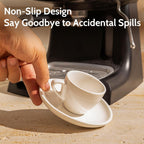 Sweese 2 Ounce Espresso Cups with Saucers, Porcelain Espresso Cups Set of 6 - White