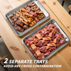 Grilling Prep and Serve Trays, Stainless Steel Large Capacity Food Prep Tray, Grill Carry System, Marinade Container with Lid and Cutting Board, BBQ Grill Accessories, Grilling Gifts for Men