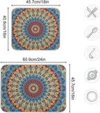 Bohemian Mandala Dish Drying Mat for Kitchen Counter Boho Ethnic Drying Mat 16 x 18 Inch with High Absorbent Reversible Microfiber Dish Drying Pad Dish Rack Pad Drainer Mat for Coffee Bar