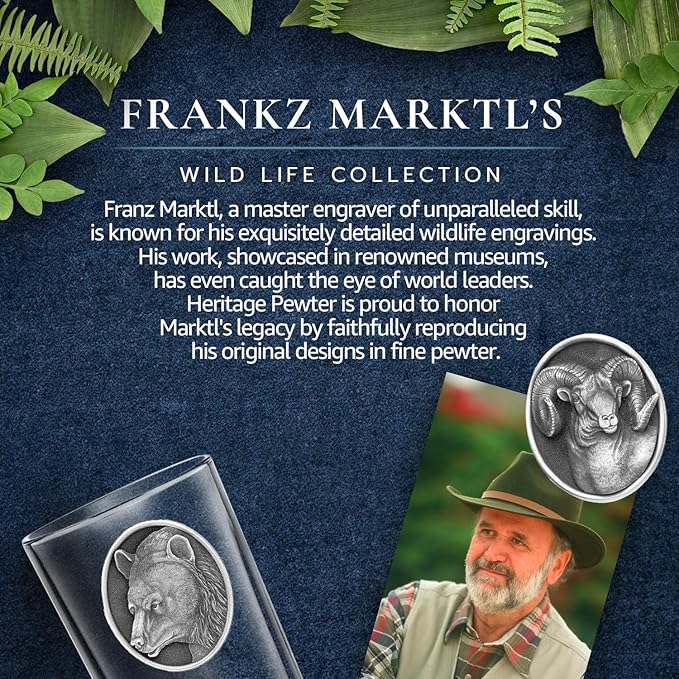 Heritage Pewter Elk Yellowstone National Park Square Shot glass, 2 oz